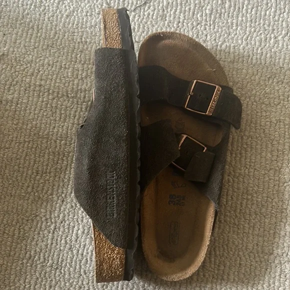 Birkenstock Sandals Arizona Brown Suede Size 38 - Picture 2 of 5